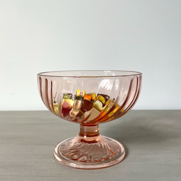 🌟VINTAGE🌟 CRISTAL D'ARQUES-DURAND Swirl Optic Compote Candy / Nut Bowl - Picture 3 of 6